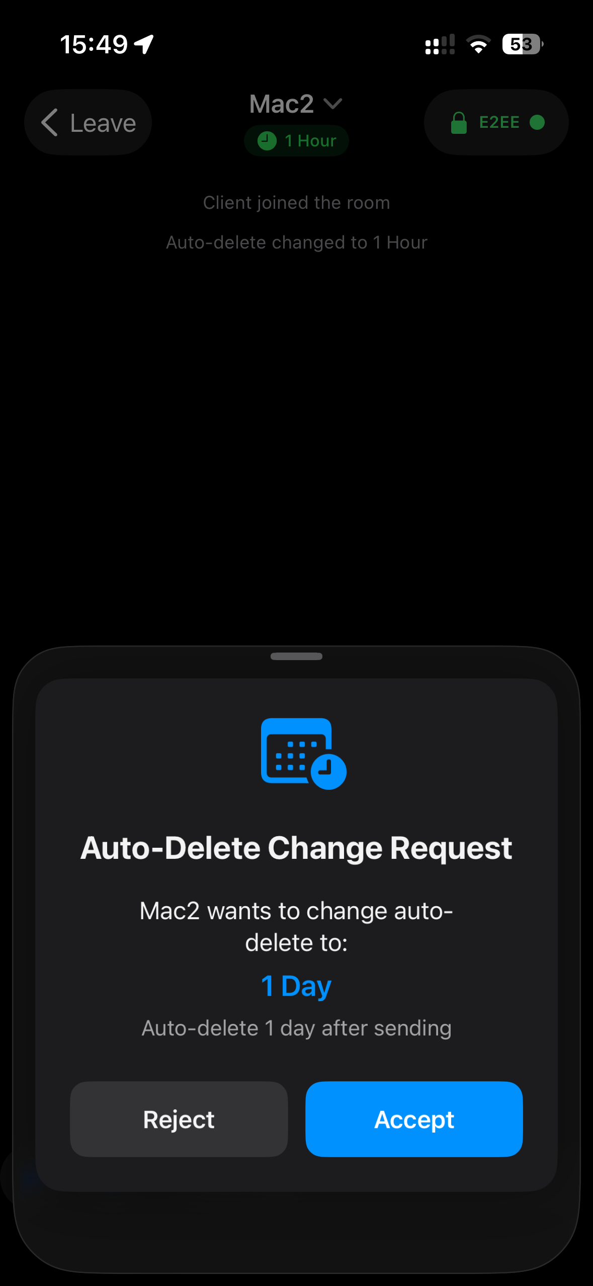 Accept auto-delete messages