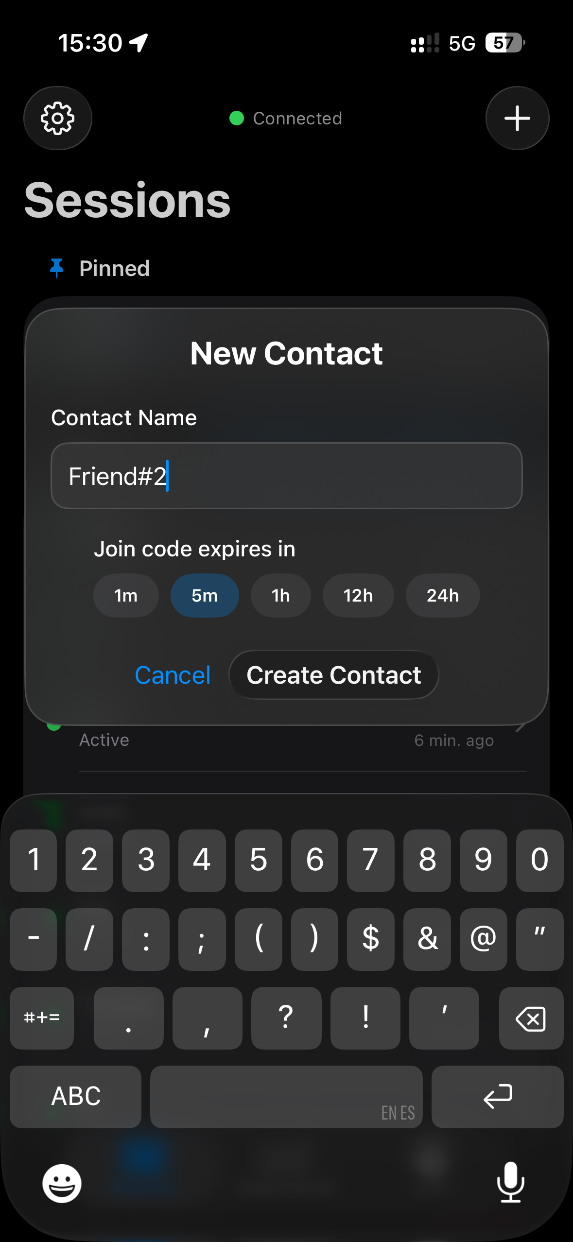 Create new contact with unique join code