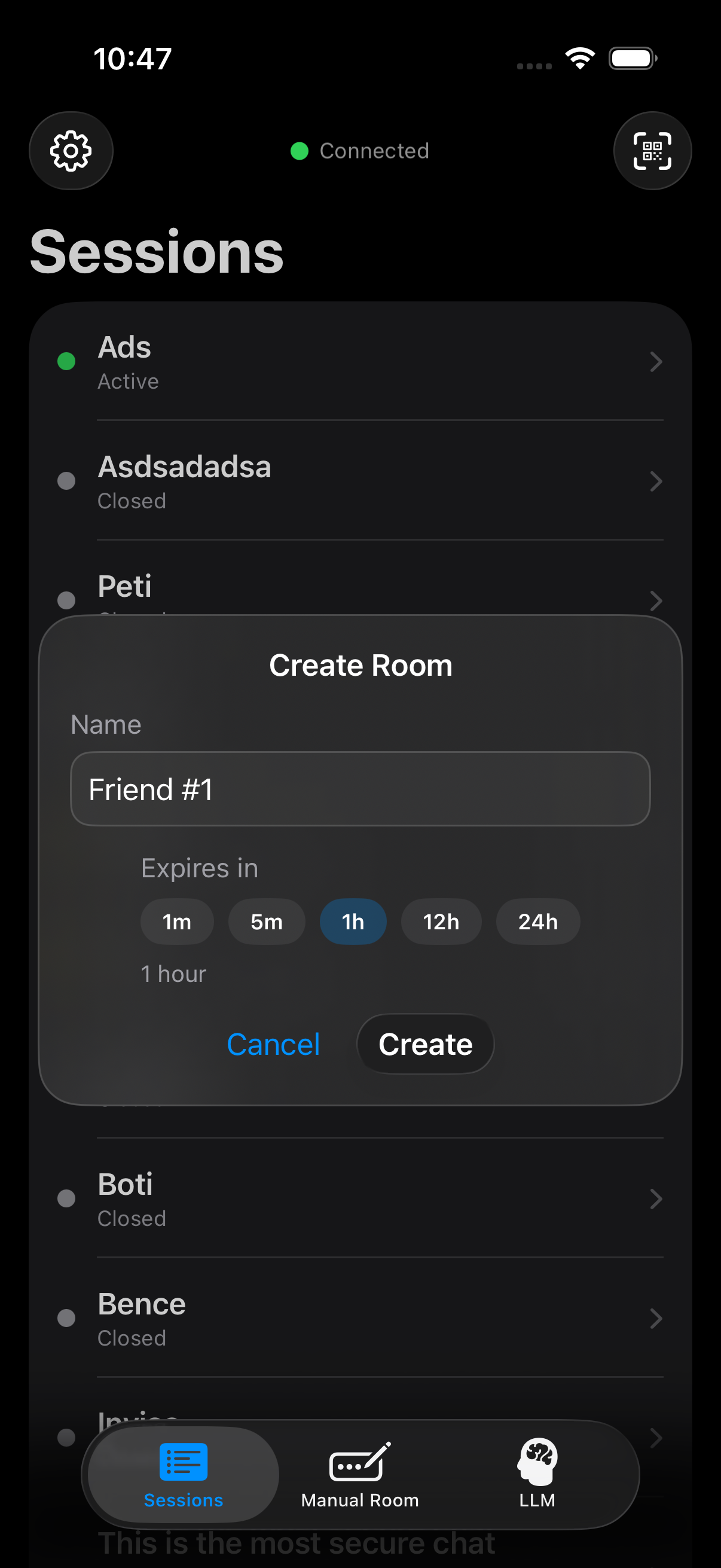 Create new chat session with join code