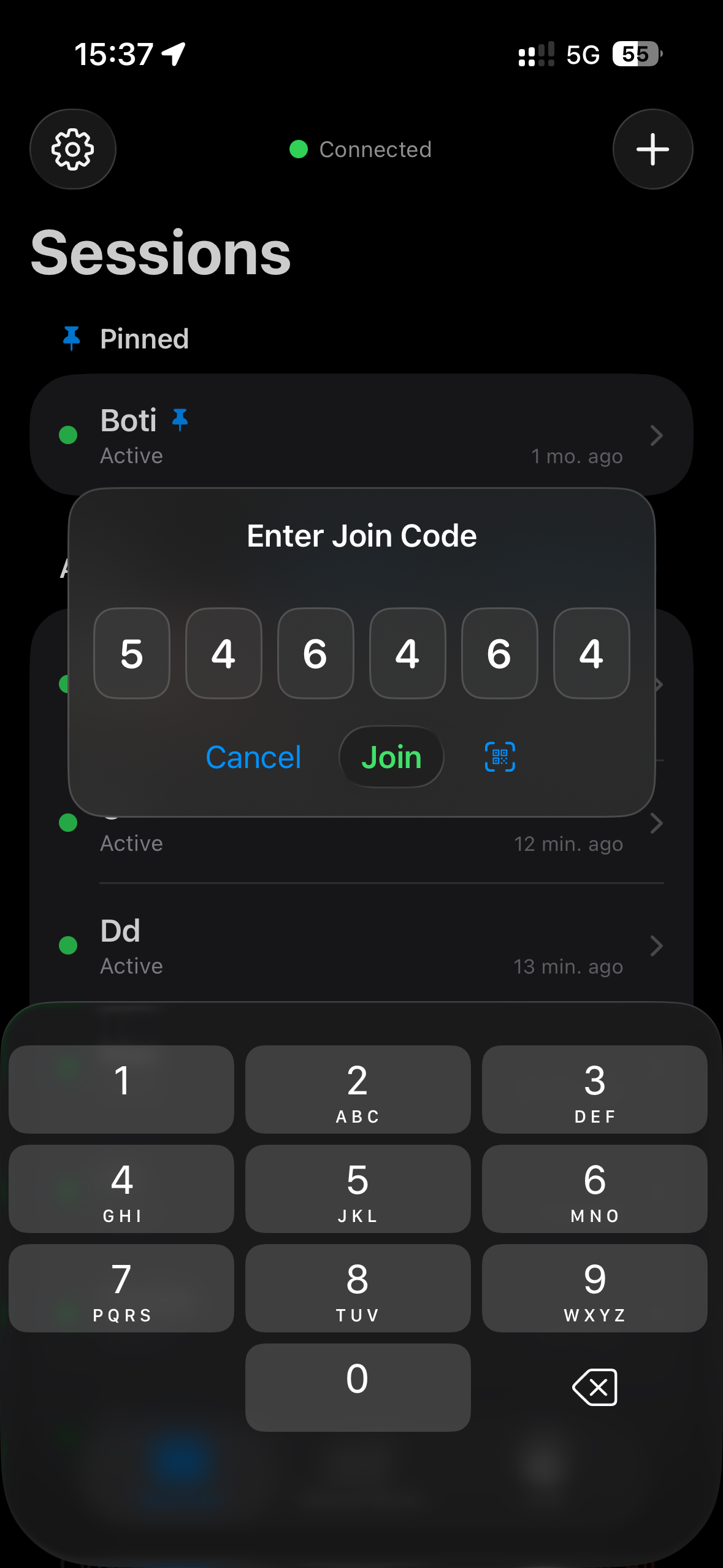 Enter join code to connect