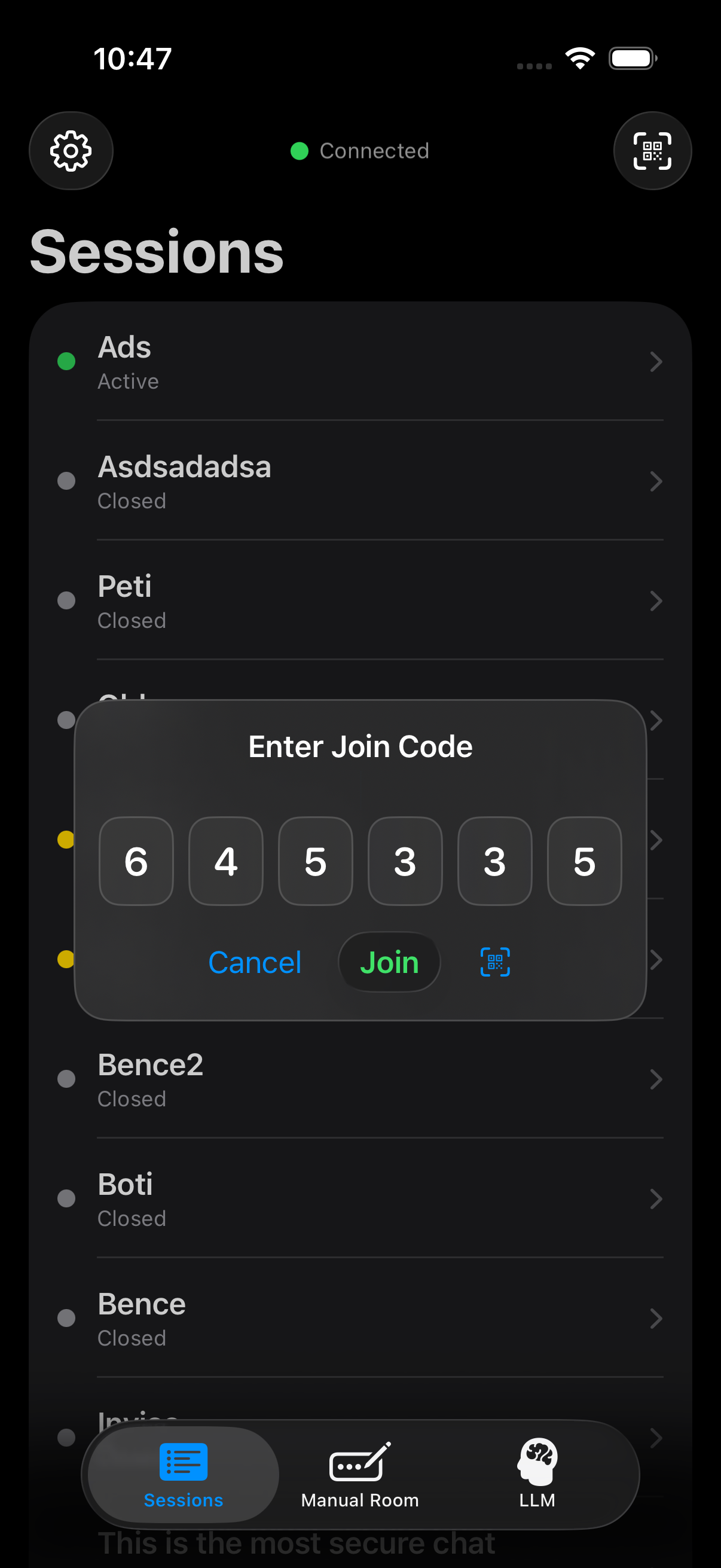 Join chat session using join code
