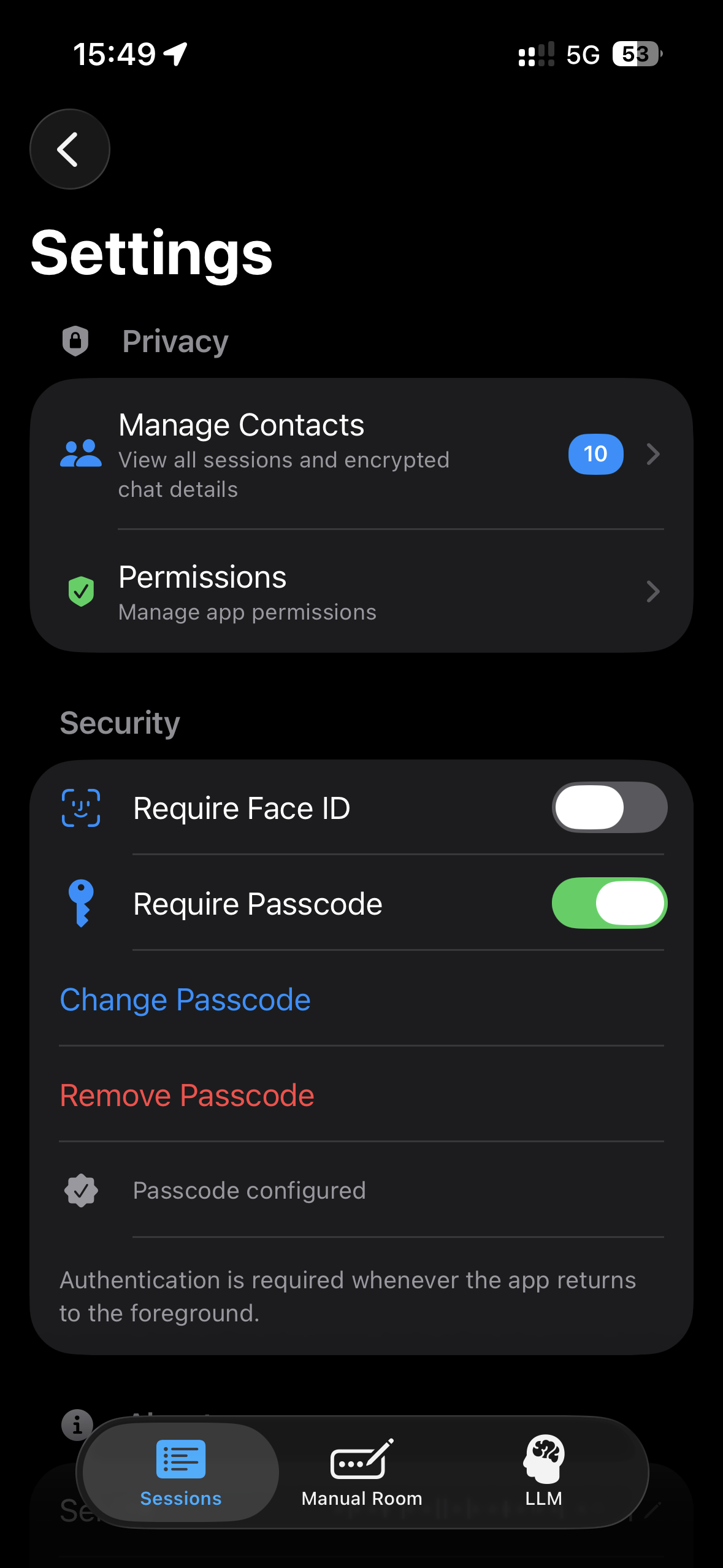Privacy and security settings